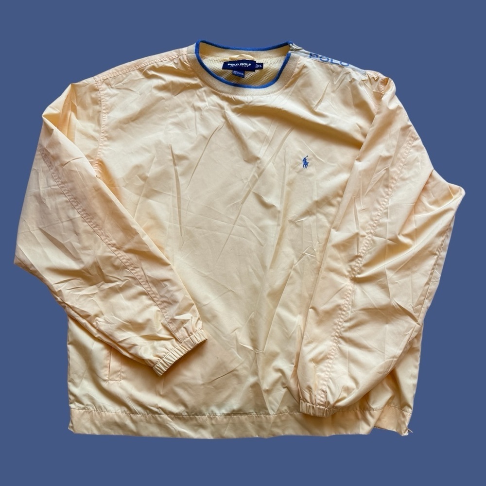 VTG! 90βs Polo Golf Ralph Lauren Windbreaker Jacket Mens 2XL Yellow 1/4 Zip Pony